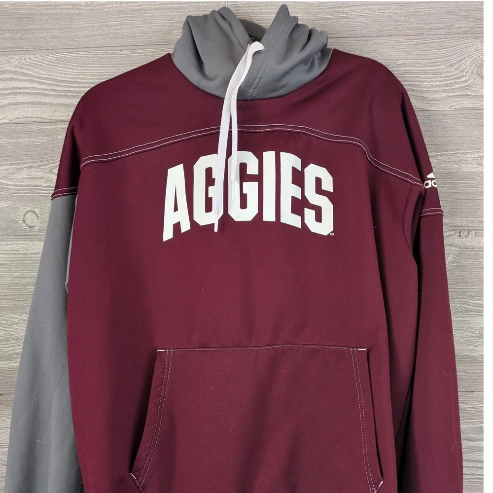 Adidas Texas A&M Aggies Aeroready Hoodie Mens Maroon Grey Size Large